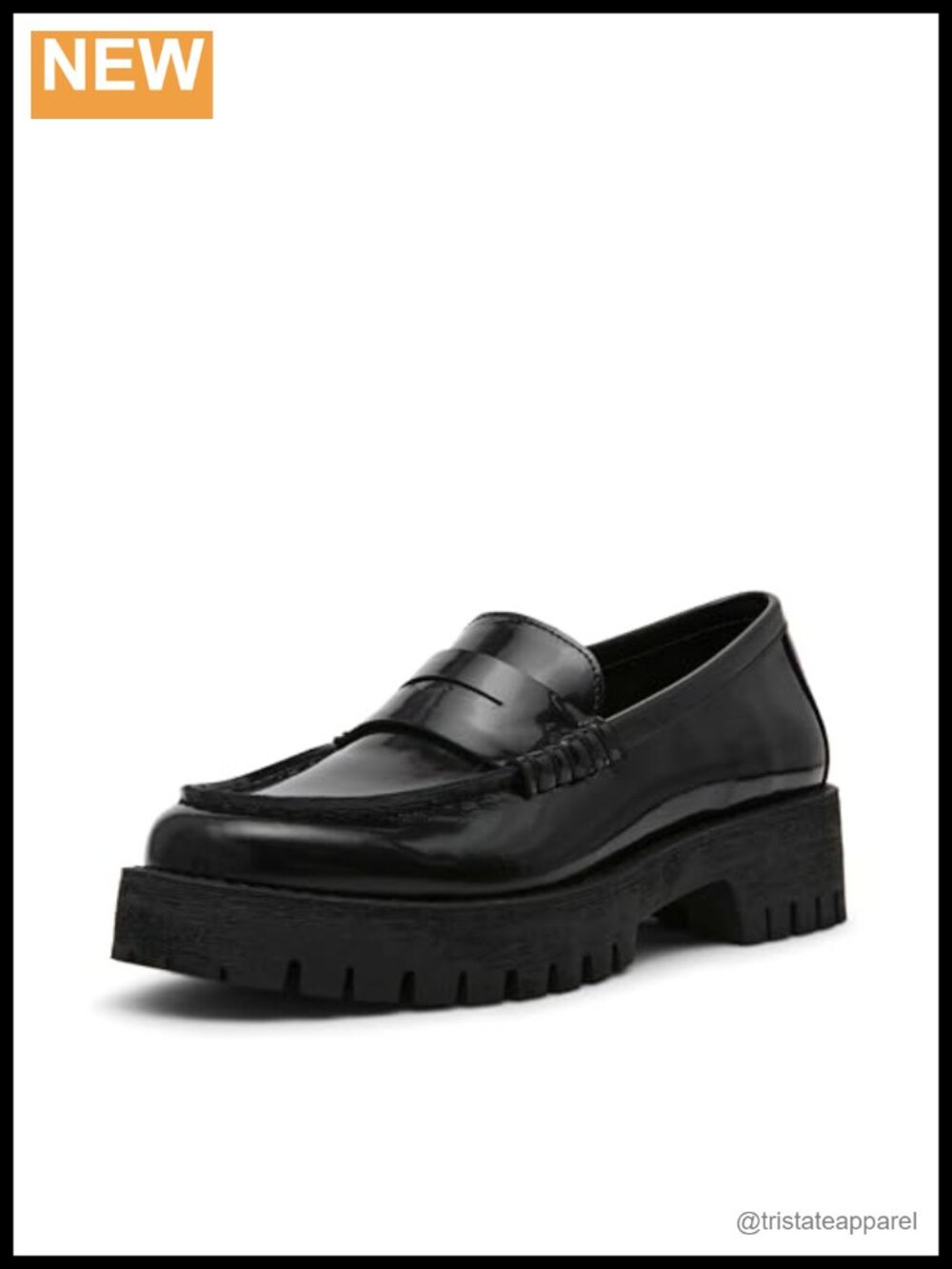 Platform Loafers Round Toe Block Heel Slip-On Leather Upper
